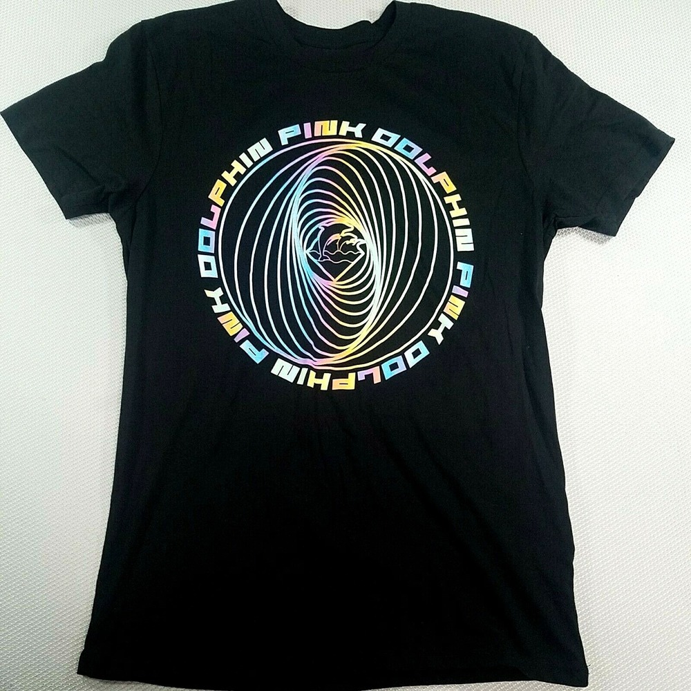 PINK + DOLPHIN Graphic T Shirt Size Medium Streetwear Black Casual Slimming